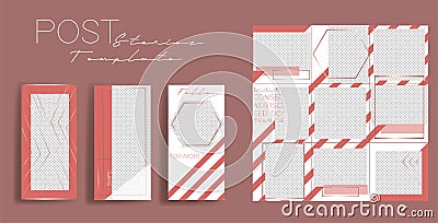 Set of instagram Templates. Design backgrounds for social media banner.Set of Instagram stories frame templates. Vector Illustration